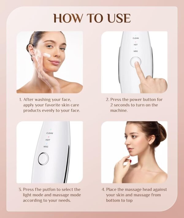 Led Electric Facial Massager, Vibrating Facial Massager with Thermals – Bild 6